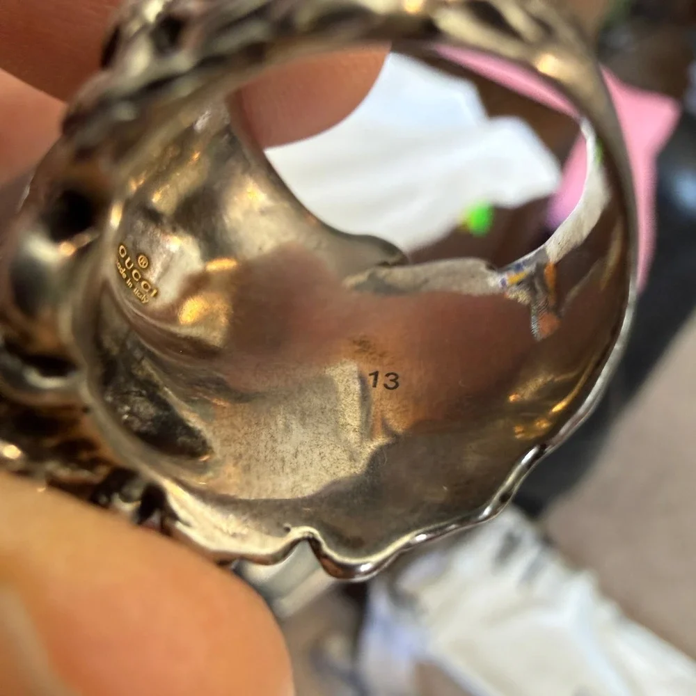 Gucci Silver-tone Brass Lion Head Ring‎ - IT Size 13 = 6.5 US (53mm)